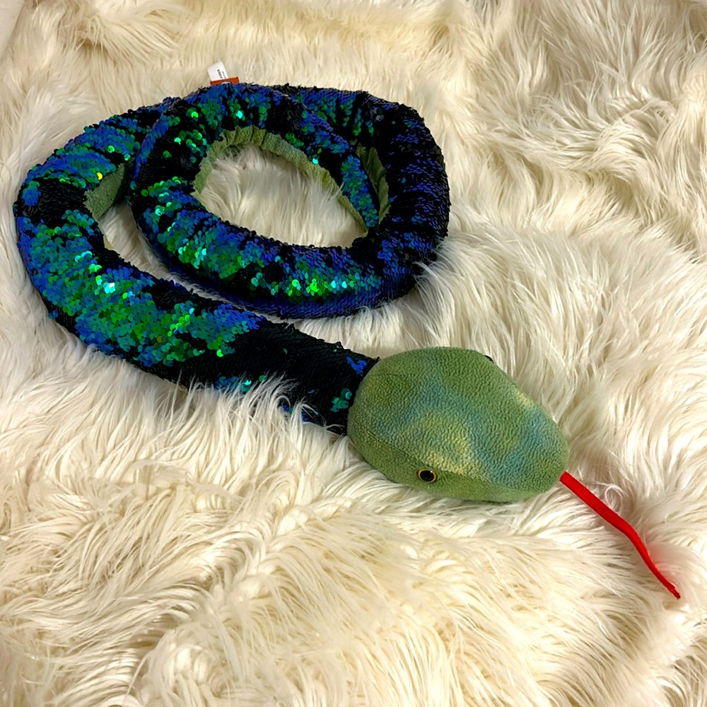 Adventure Planet Plush Snake Sequinimals Toy Green Blue 65 in Long Reptile Boa - Picture 3 of 9